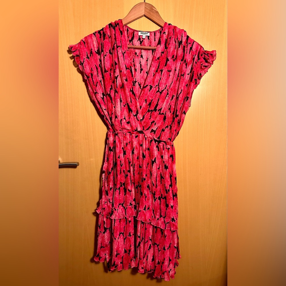 Kenzo Peonie Printed Sleeveless Soft Flare Dress In Pink